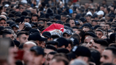 تشيع جثامين الشهداء ال 6 في مخيم نور شمس