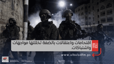 اقتحامات واعتقالات بالضفة تخللتها مواجهات واشتباكات