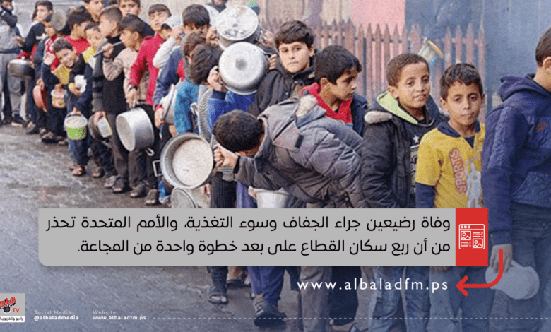 وفاة رضيعين بسوء التغذية... الأمم المتحدة تحذر من مجاعة وشيكة بغزة