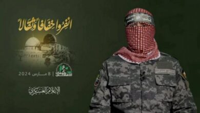 أبو عبيدة: أولويتنا لإنجاز صفقة تبادل الأسرى هي الالتزام بوقف العدوان وانسحاب الاحتلال ولا تنازل عن ذلك