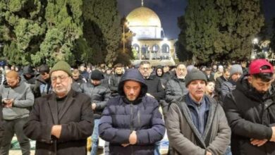 40 ألف مواطن يؤدون صلاتي العشاء والتراويح في المسجد الأقصى
