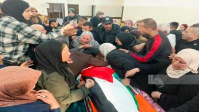 تشييع جثمان الشهيد توفيق حسين علي في مخيم نور شمس شرق طولكرم