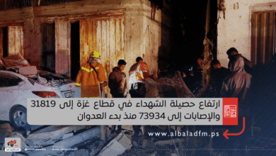 ارتفاع حصيلة الشهداء في قطاع غزة إلى 31819 والإصابات إلى 73934 منذ بدء العدوان