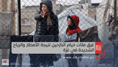 غرق مئات خيام النازحين نتيجة الأمطار والرياح الشديدة في غزة