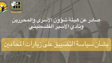 هيئة الأسرى ونادي الأسير: إدارة سجون الاحتلال تُضيق على عمل الطواقم القانونية