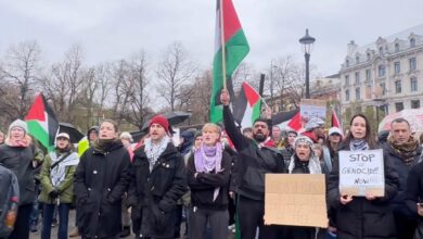وقفة أمام البرلمان النرويجي تضامناً مع الشعب الفلسطيني