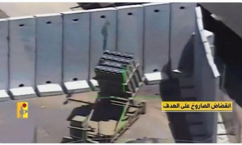 حزب الله يوثق عملياته بمقاطع مصورة .. لحظة انقضاض صاروخ موجه لحزب الله على منصة للقبة الحديدية وتدميرها
