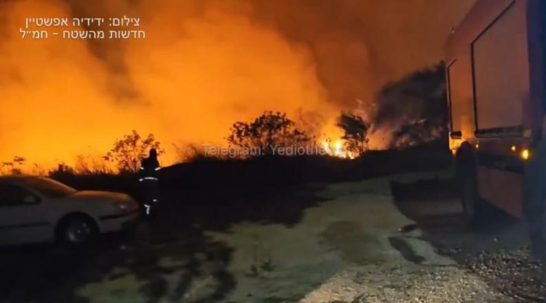 الحرائق تحاصر منازل "كريات شمونة" بفعل صواريخ حزب الله