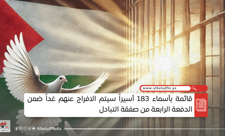 قائمة بأسماء الأسرى المحررين غداً ضمن الدفعة الرابعة من صفقة التبادل