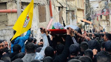 تشييع جثمان الشهيد أحمد حشاش الى مثواه الأخير في مخيم بلاطة