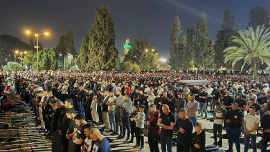100 ألف مصل يؤدون العشاء والتراويح في المسجد الأقصى المبارك بالقدس المحتلة