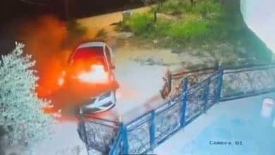 مستوطنون يحرقون مركبة ويخطون شعارات عنصرية خلال هجوم على قرية قيرة شمال سلفيت