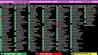 الجمعية العامة للأمم المتحدة تعتمد قرارًا يؤكد السيادة الدائمة للشعب الفلسطيني على موارده الطبيعية