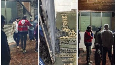 مستوطنون يحرقون مسجدا في قرية دوما جنوب نابلس