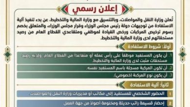 "المواصلات" تعلن بدء تنفيذ خصم رسوم الترخيص ورخص قيادة الموظفين والمتقاعدين من مستحقاتهم