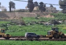 الاحتلال يواصل تجريف أراضي واد دعوق واقتلاع أشجار الزيتون جنوب جنين